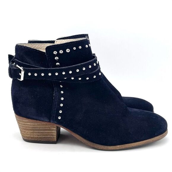 Boden Keira Studded Ankle Booties Ink Dark Navy Suede Women’s Size 38 EU | 7 US - Picture 3 of 16